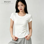 Ruched Round Neck Slim Fit Tee