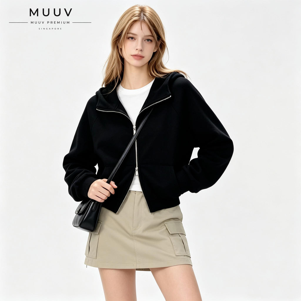 Cropped Oversized Dual Zip Hoodie