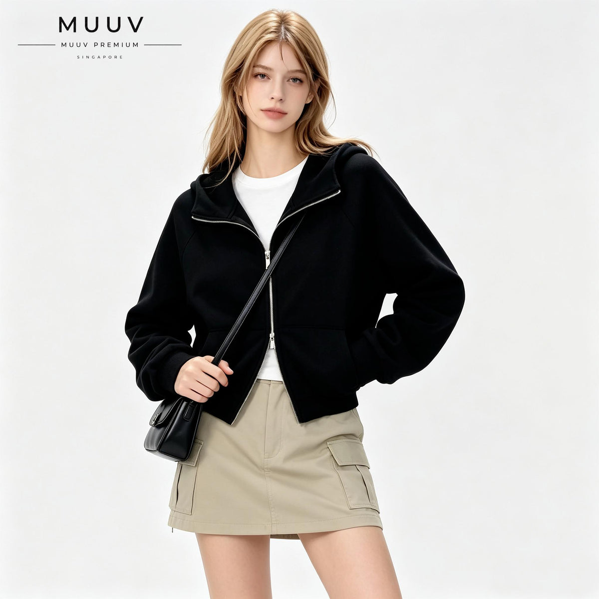 Cropped Oversized Dual Zip Hoodie