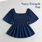 Square Neck Smocked Peplum Blouse