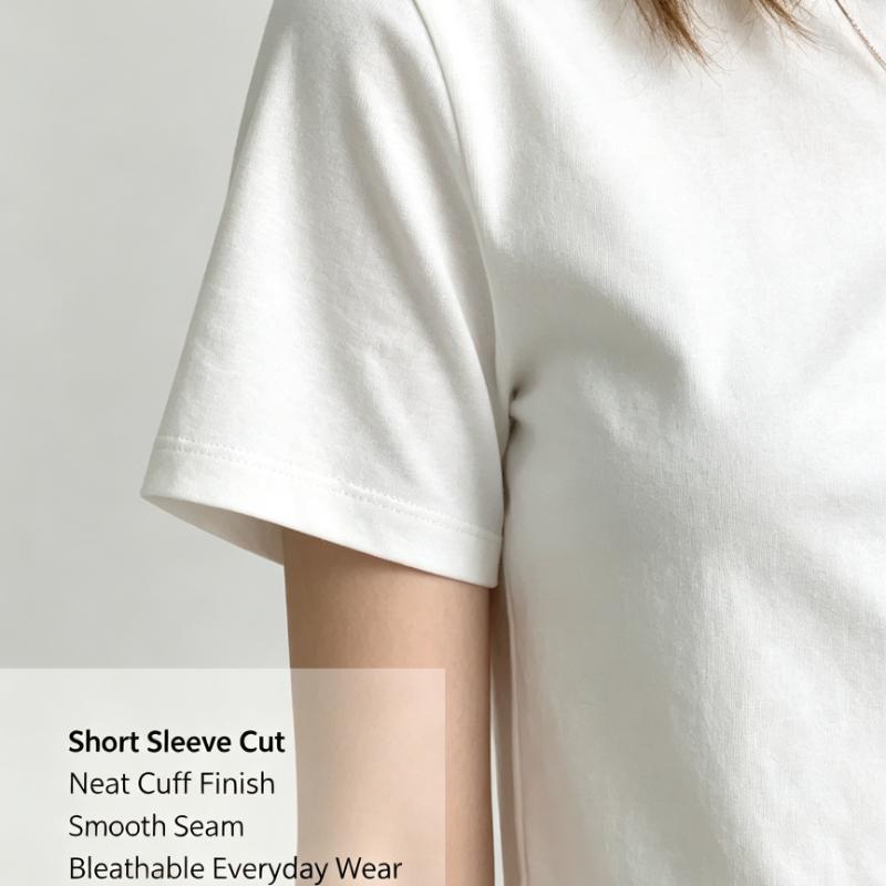 Cotton Cropped T Shirt Short Sleeve