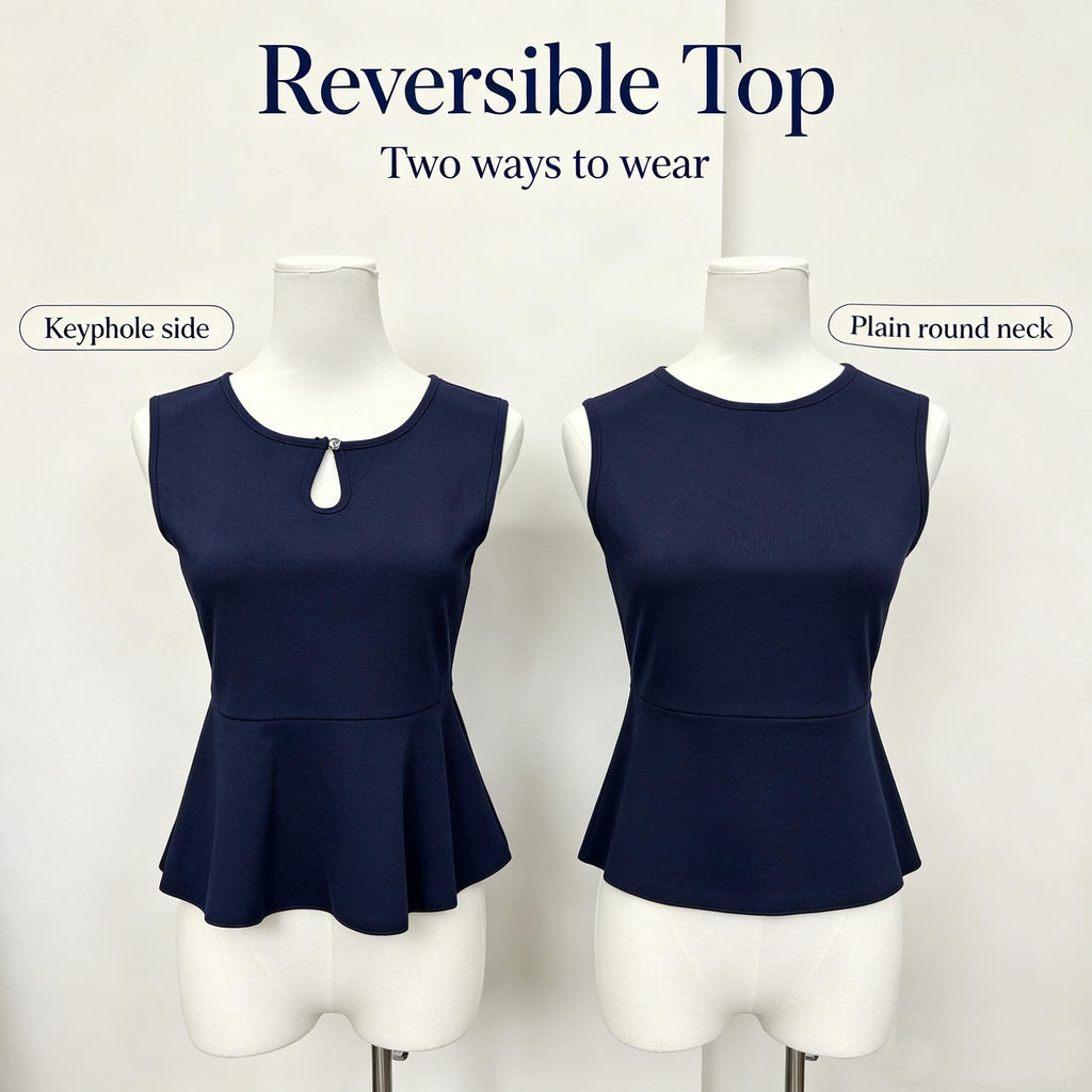 Reversible 2 Way Wear Sleeveless Peplum Top