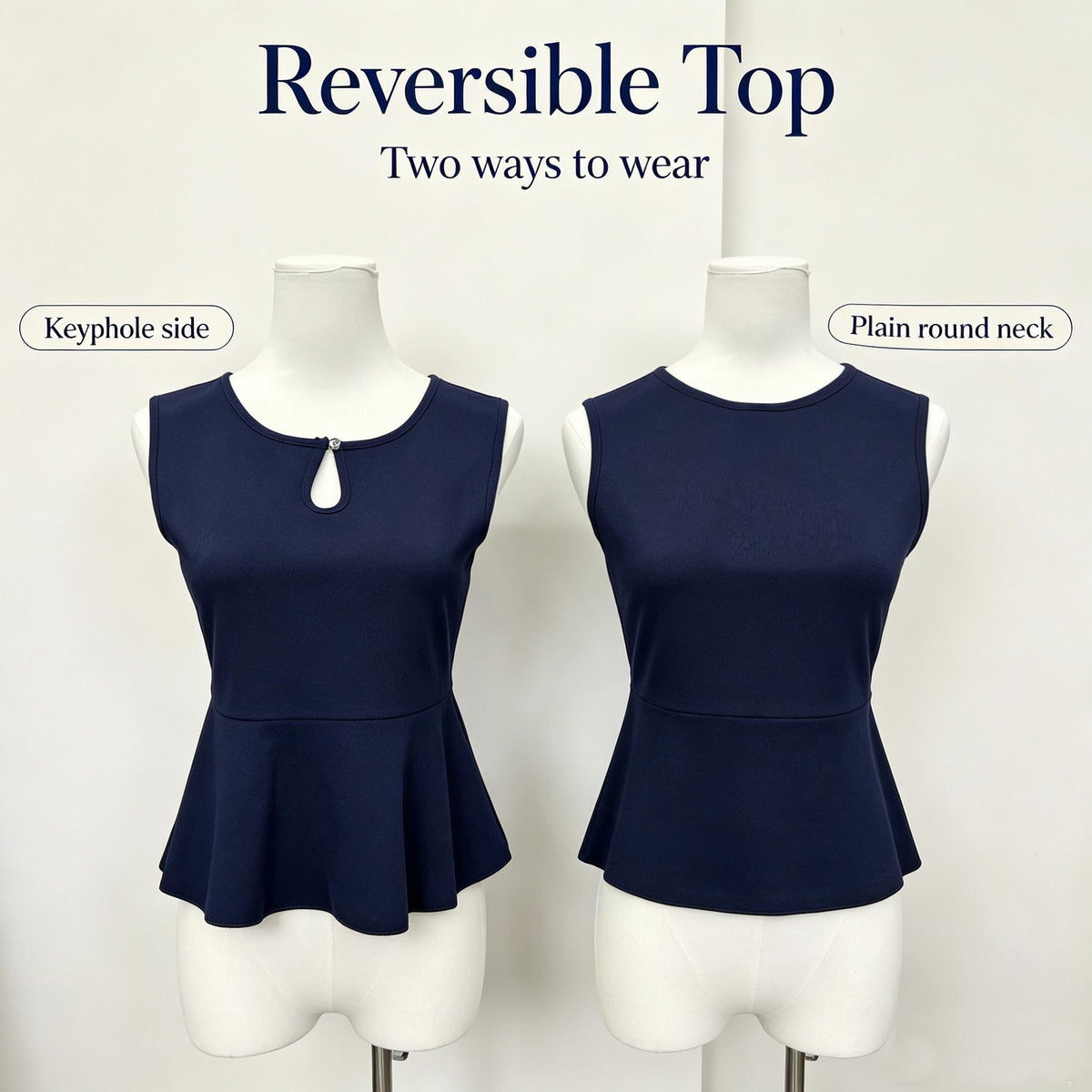 Reversible 2 Way Wear Sleeveless Peplum Top