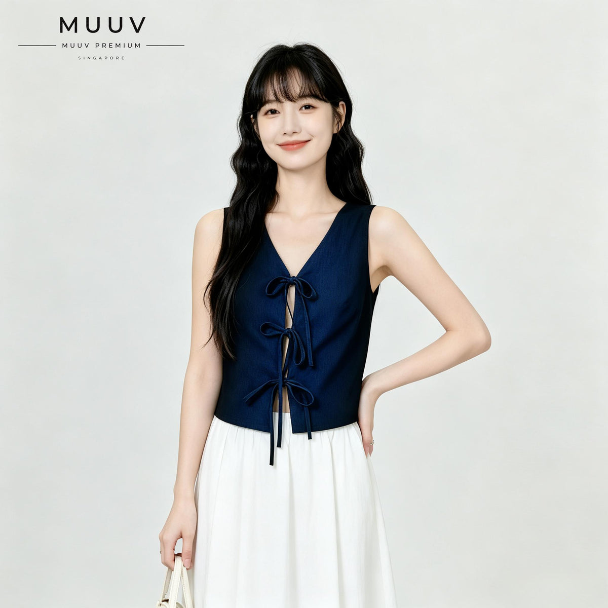 Sleeveless Tie Front Vest V Neck Cropped Top Jacquard Texture Casual Blouse Soft Breathable Fabric New Chinese Style Daily Outfit Summer Fashion Top For Ladies