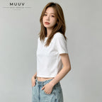 Cotton Cropped T Shirt Short Sleeve