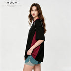 American Retro Color-Block Striped T-Shirt Raglan Sleeves
