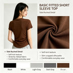 Ruched Round Neck Slim Fit Tee