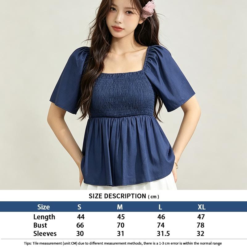 Square Neck Smocked Peplum Blouse