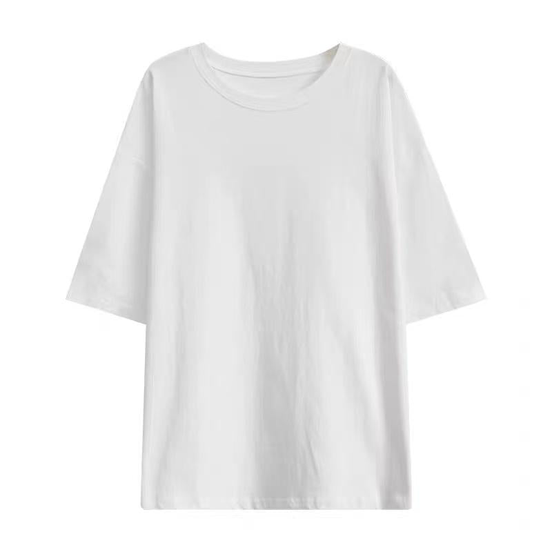 Unisex Oversized Round Neck Solid Cotton Short Sleeve Tee