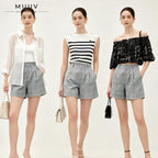 Women Grey Plaid Shorts