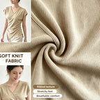 V Neck Knit Blouse Cap Sleeve Side Ruched Irregular Hem