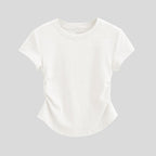 Ruched Round Neck Slim Fit Tee