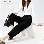 High Waist Pleated Straight Ankle Suit Pants