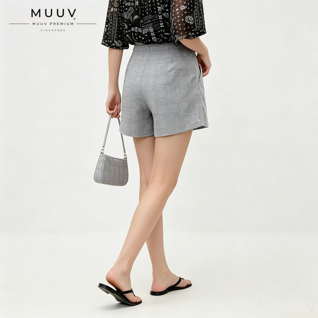 Women Grey Plaid Shorts