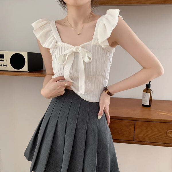 Muuv-It Ruffled Knitted Bow Camisole