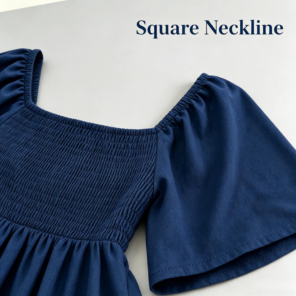Square Neck Smocked Peplum Blouse