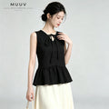 V-neck Sleeveless Floral Jacquard Peplum Top