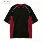 American Retro Color-Block Striped T-Shirt Raglan Sleeves
