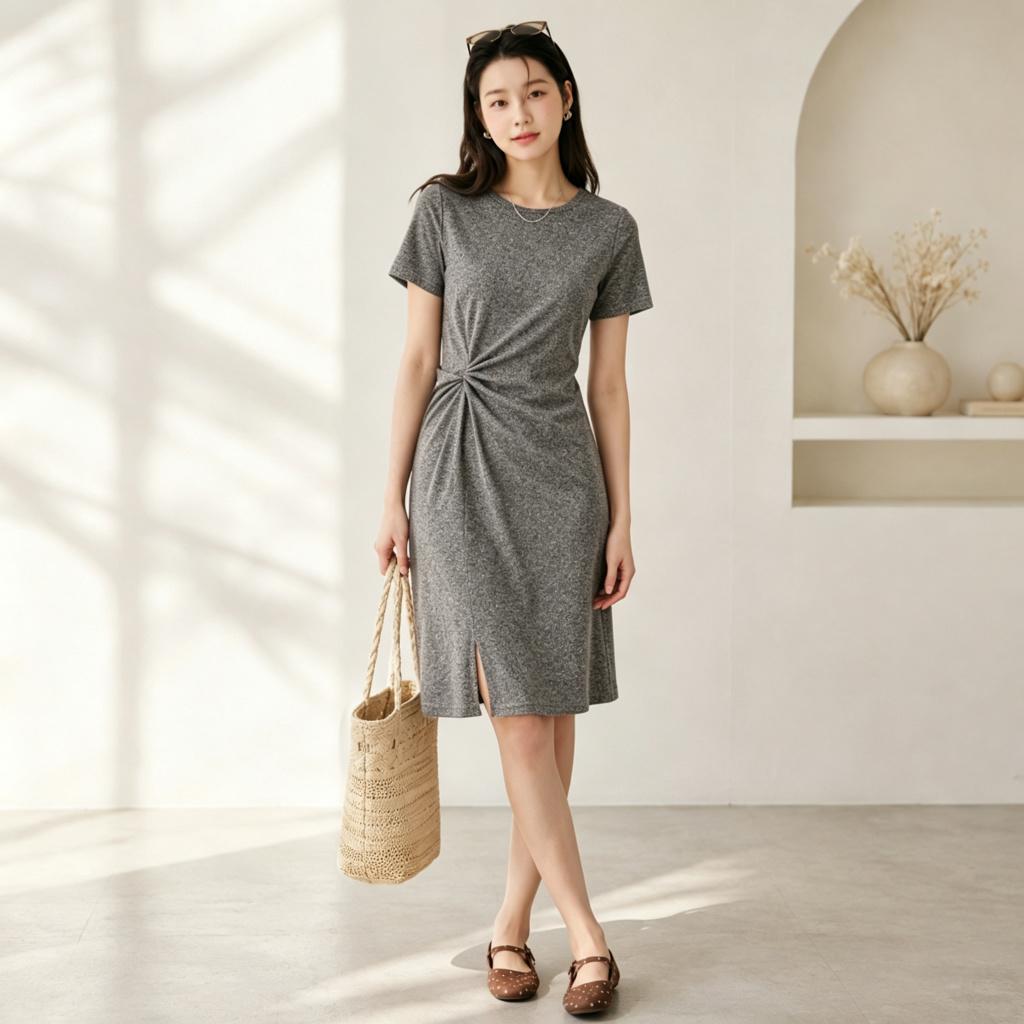Ruched Waist Knit Dress