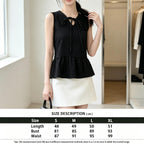 V-neck Sleeveless Floral Jacquard Peplum Top