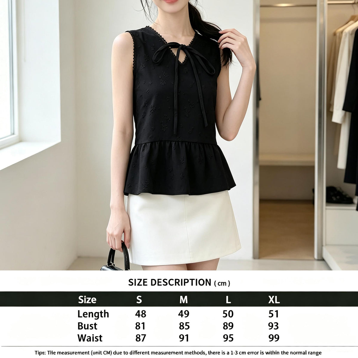 V-neck Sleeveless Floral Jacquard Peplum Top
