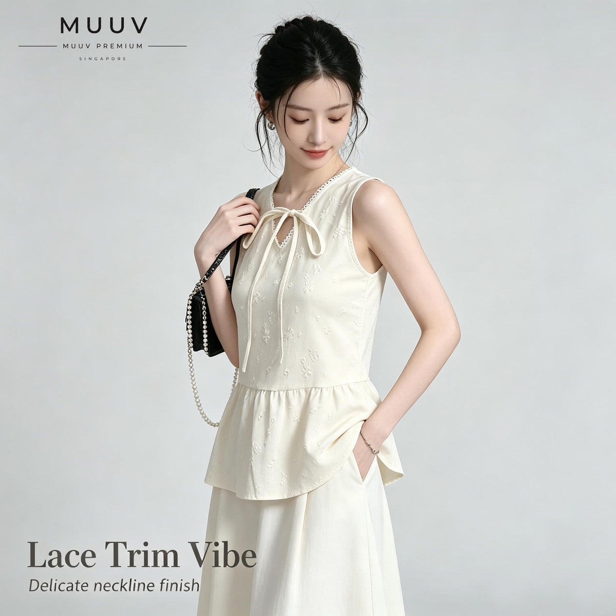 V-neck Sleeveless Floral Jacquard Peplum Top