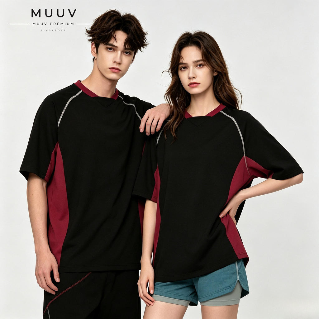 American Retro Color-Block Striped T-Shirt Raglan Sleeves