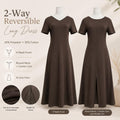 Cotton Maxi Dress Dual Wear V Round Neck A Line Slit Dress With Pockets