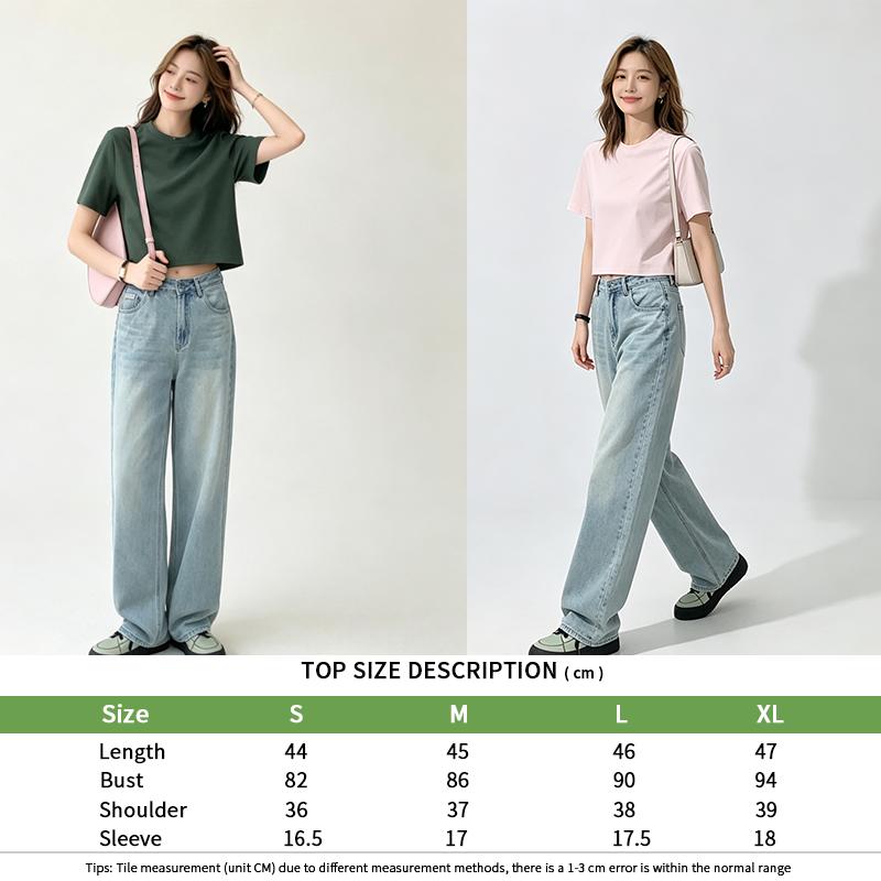 Cotton Cropped T Shirt Short Sleeve
