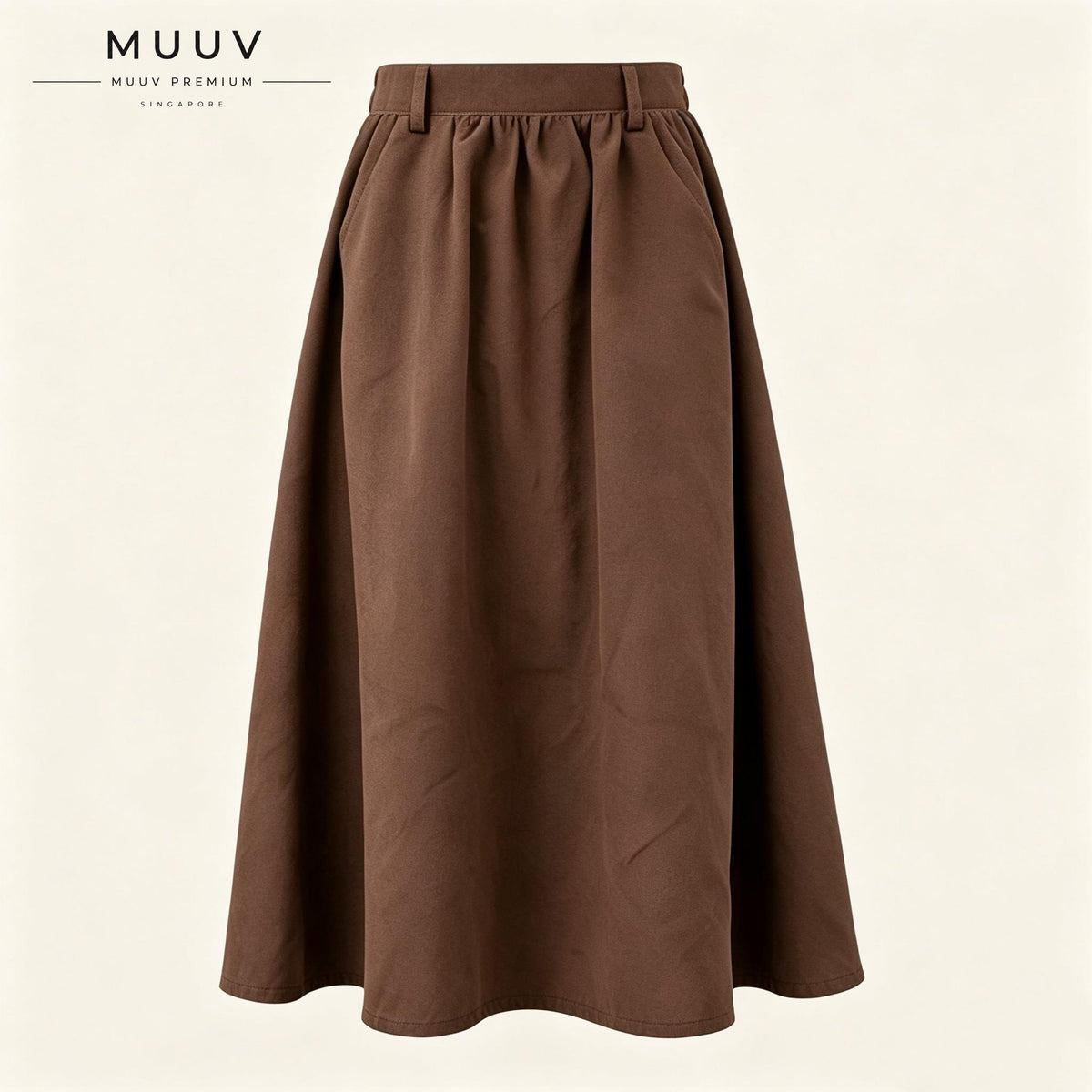 A Line Midi Long Skirt with Side Pockets