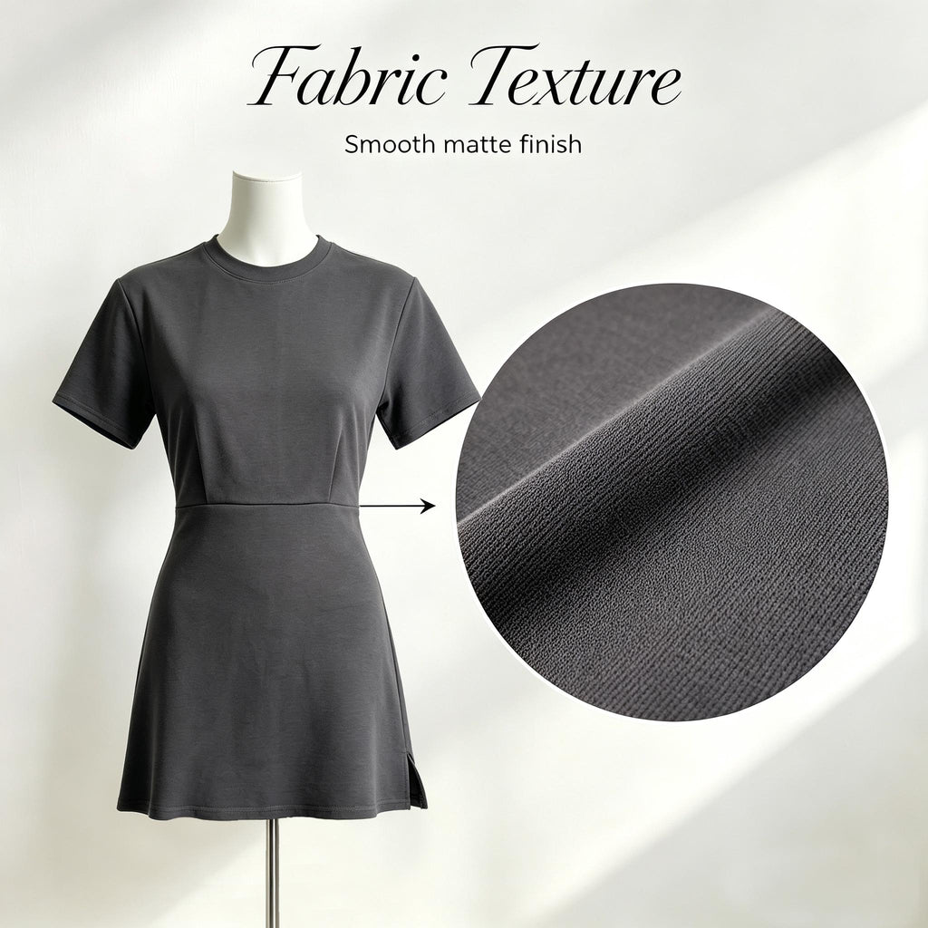Short Sleeve Crew Neck Mini T Dress