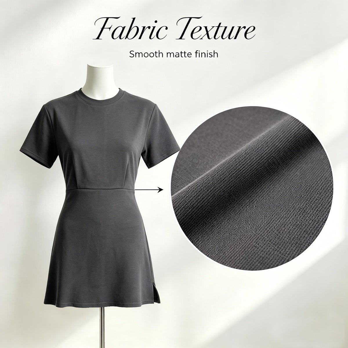 Short Sleeve Crew Neck Mini T Dress