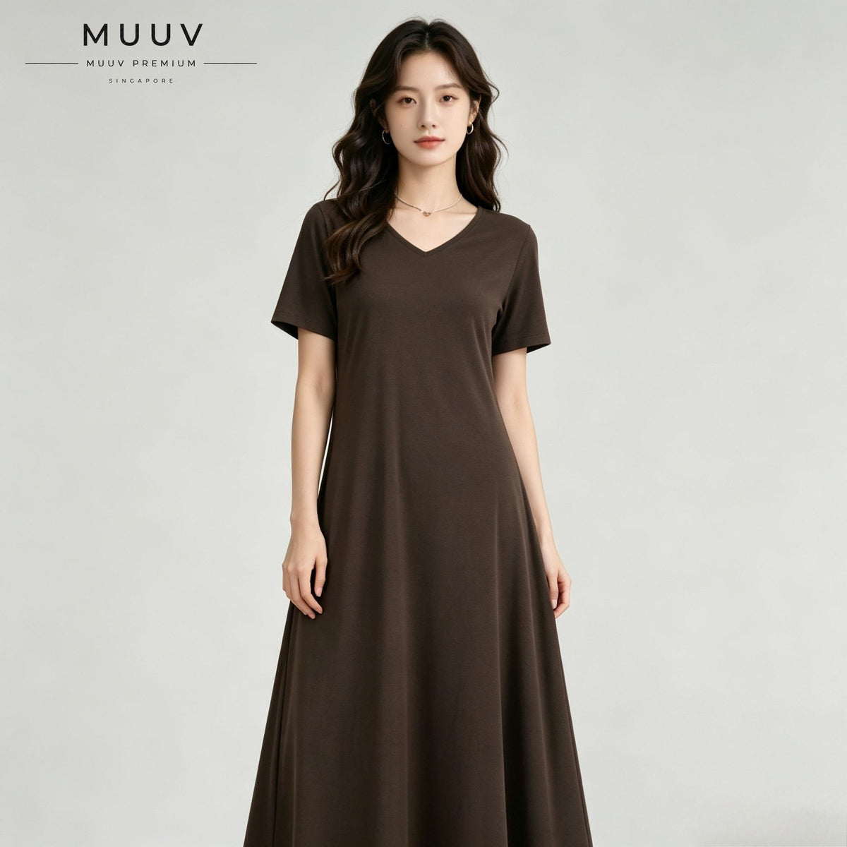 Cotton Maxi Dress Dual Wear V Round Neck A Line Slit Dress With Pockets