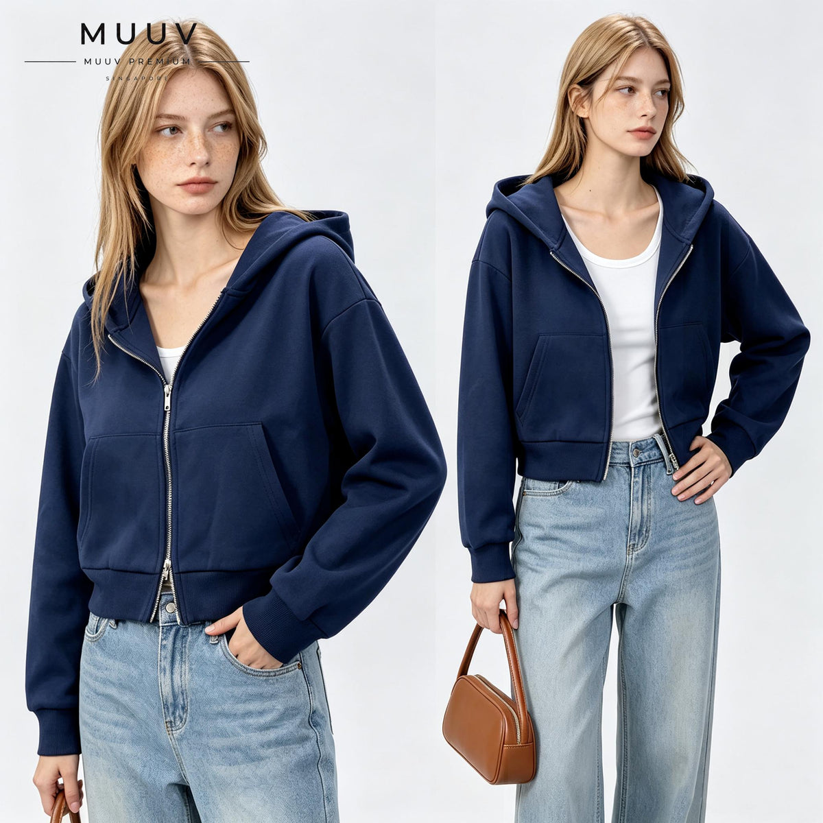 Cropped Oversized Dual Zip Hoodie