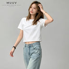 Cotton Cropped T Shirt Short Sleeve