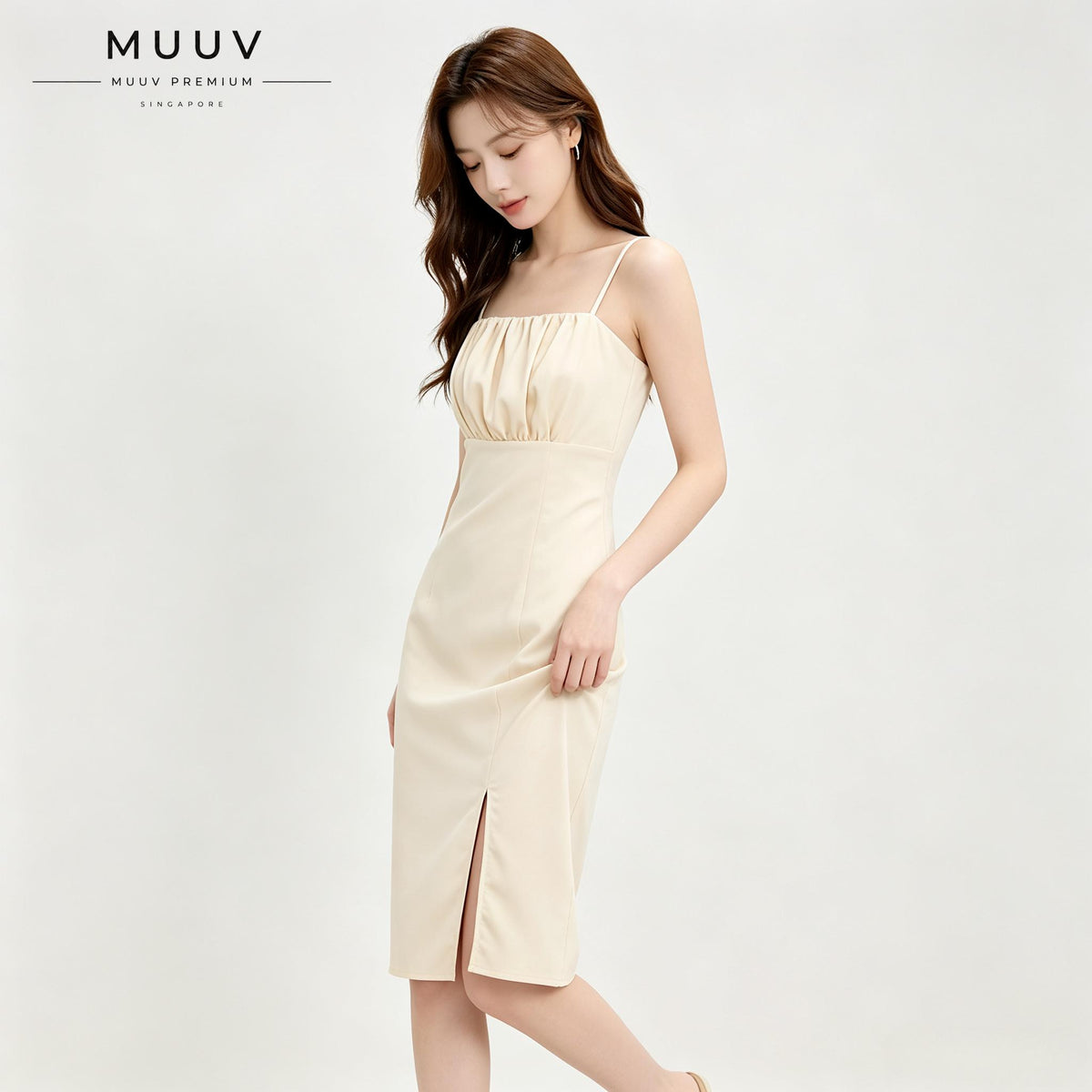 Square Neck Cami Midi Dress