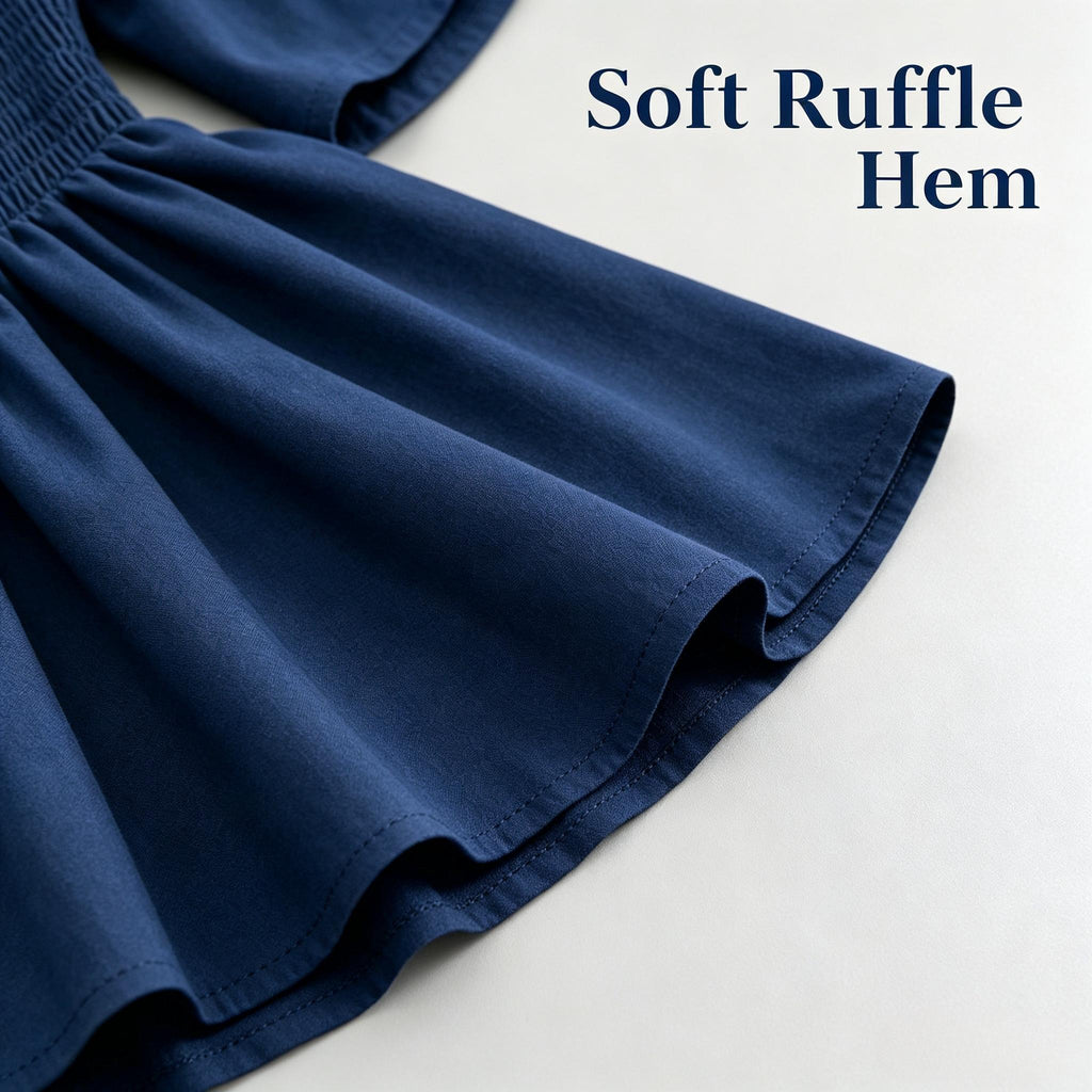 Square Neck Smocked Peplum Blouse