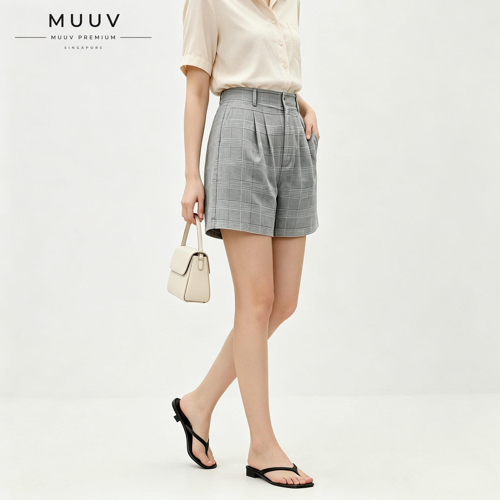 Women Grey Plaid Shorts