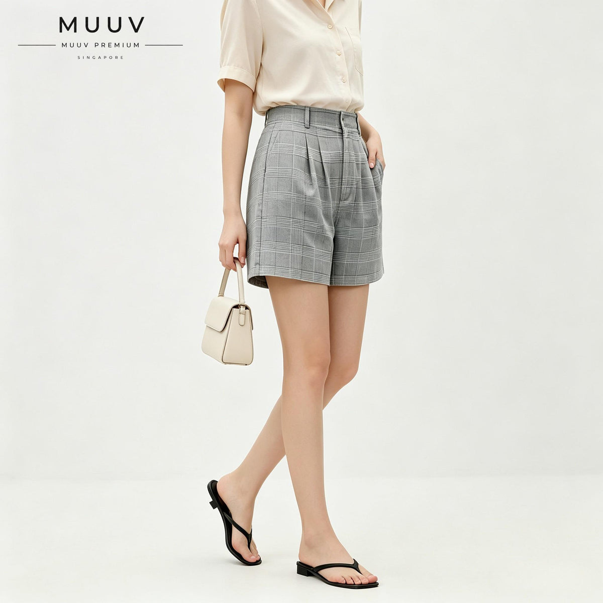 Women Grey Plaid Shorts
