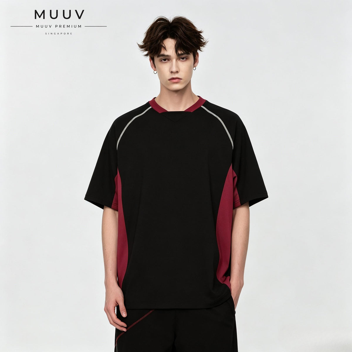American Retro Color-Block Striped T-Shirt Raglan Sleeves