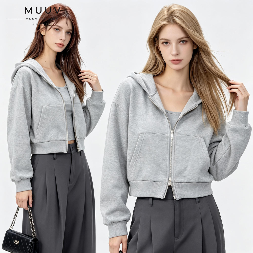 Cropped Oversized Dual Zip Hoodie