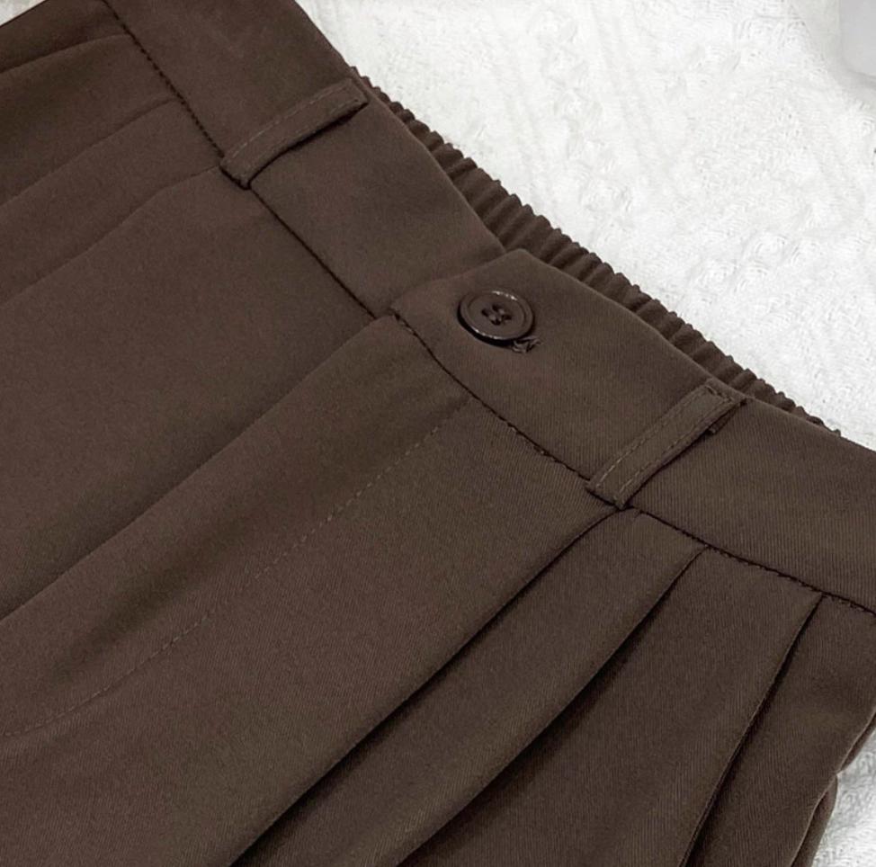 High Waist Pleated Straight Ankle Suit Pants