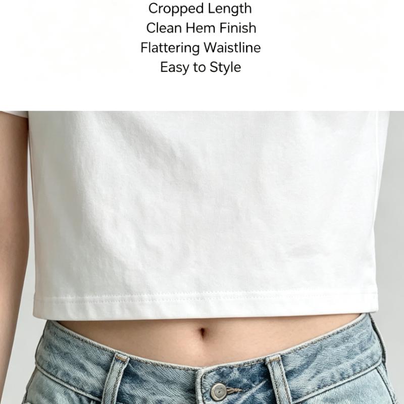 Cotton Cropped T Shirt Short Sleeve