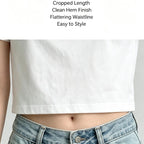 Cotton Cropped T Shirt Short Sleeve