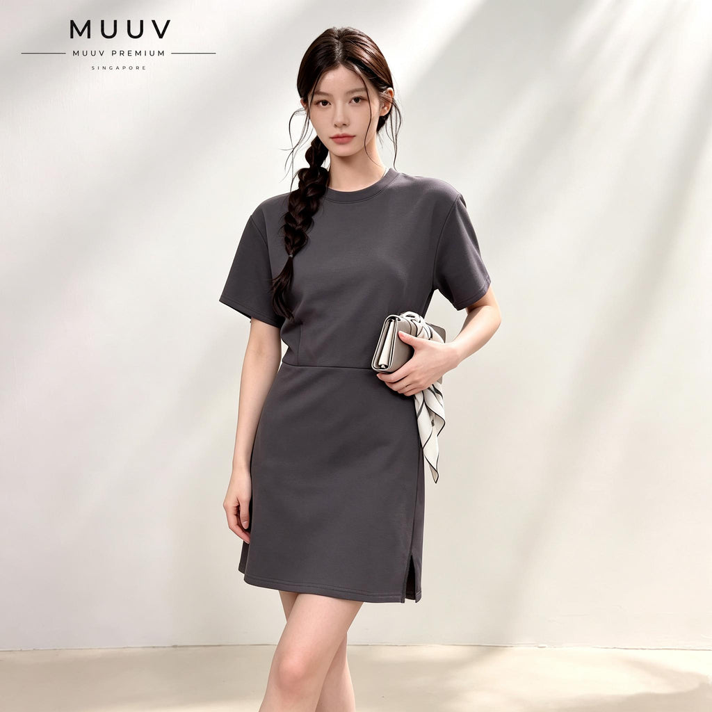 Short Sleeve Crew Neck Mini T Dress