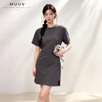 Short Sleeve Crew Neck Mini T Dress
