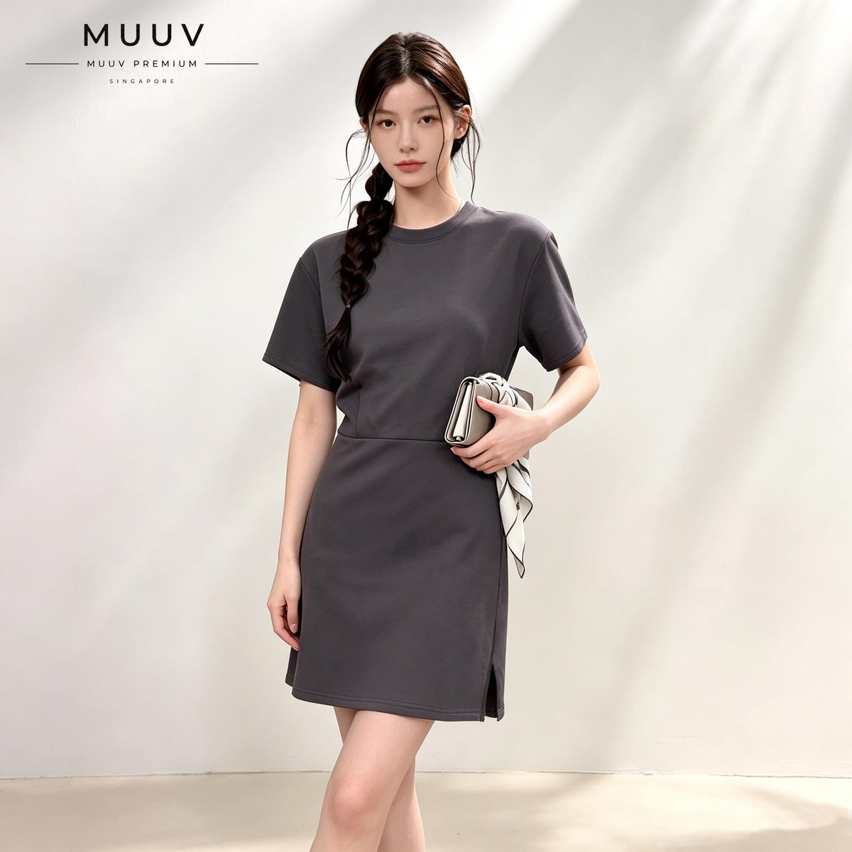 Short Sleeve Crew Neck Mini T Dress