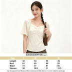 Jacquard Sweetheart Neckline Flutter Sleeve Blouse