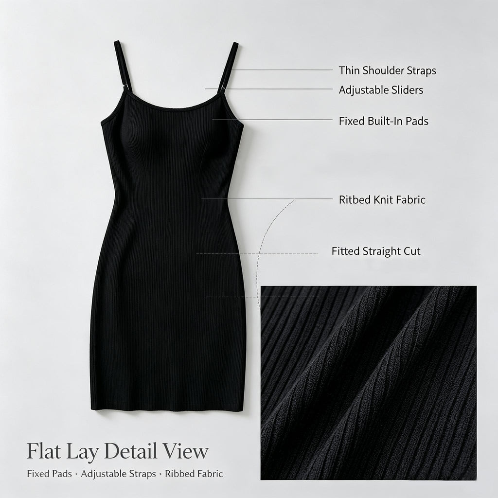 Ribbed Cami Mini Dress Spaghetti Strap Scoop Neck Slim Bodycon Fit Stretchy Soft Knit Fabric Casual Basic Sleeveless Short Dress Summer Daily Club Night Out Wear