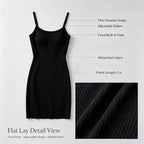 Ribbed Cami Mini Dress Spaghetti Strap Scoop Neck Slim Bodycon Fit Stretchy Soft Knit Fabric Casual Basic Sleeveless Short Dress Summer Daily Club Night Out Wear